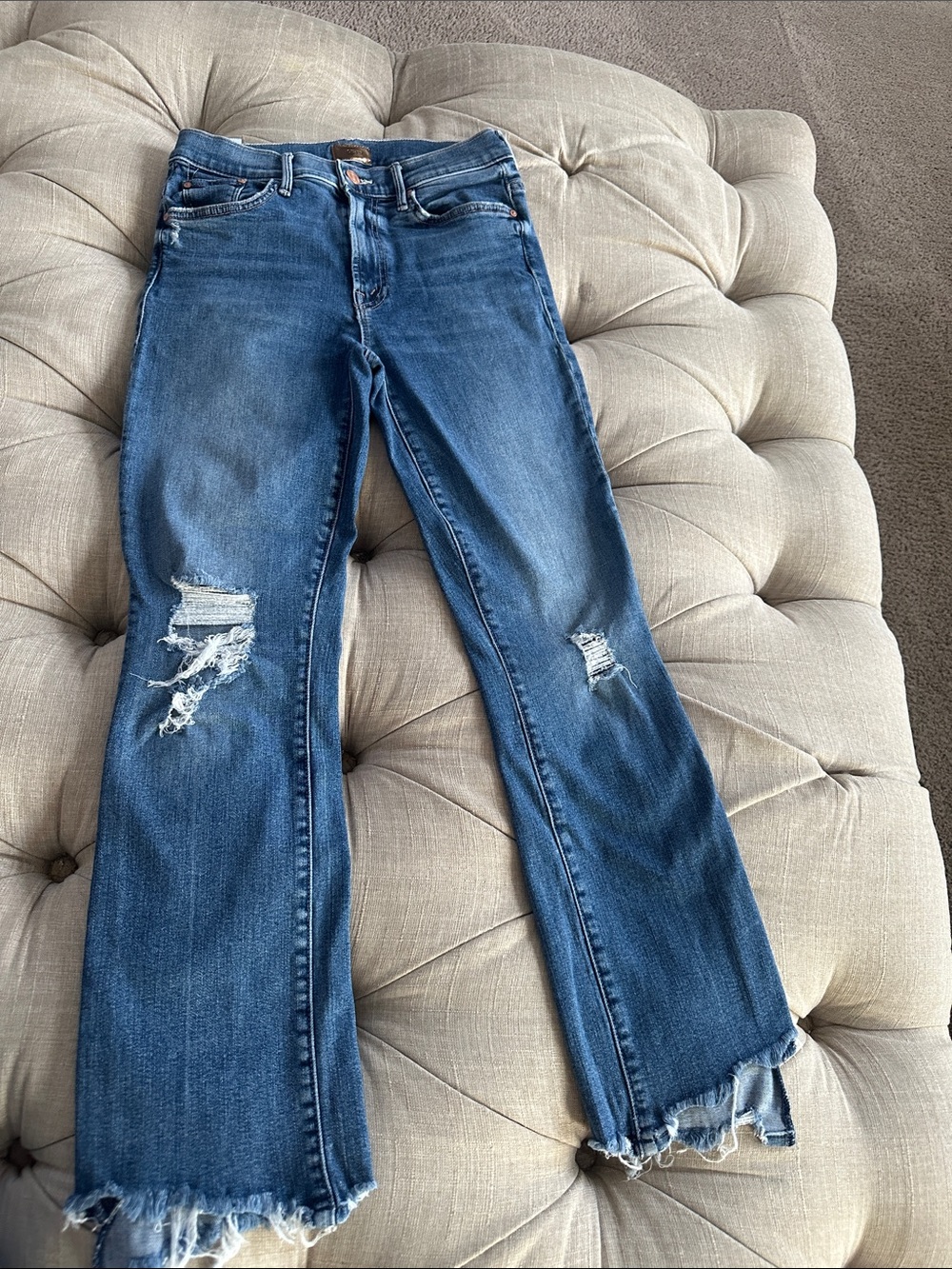 MOTHER Distressed Blue Jeans